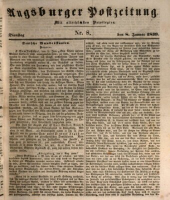 Augsburger Postzeitung Dienstag 8. Januar 1839