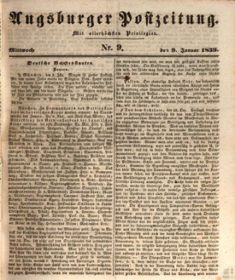 Augsburger Postzeitung Mittwoch 9. Januar 1839