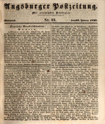 Augsburger Postzeitung Mittwoch 23. Januar 1839