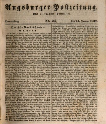 Augsburger Postzeitung Donnerstag 24. Januar 1839