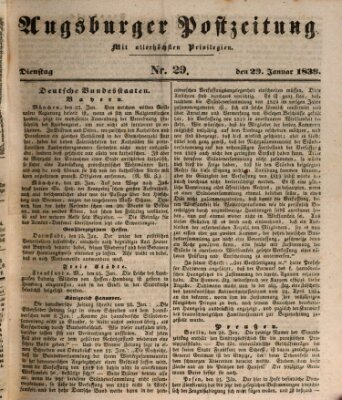 Augsburger Postzeitung Dienstag 29. Januar 1839