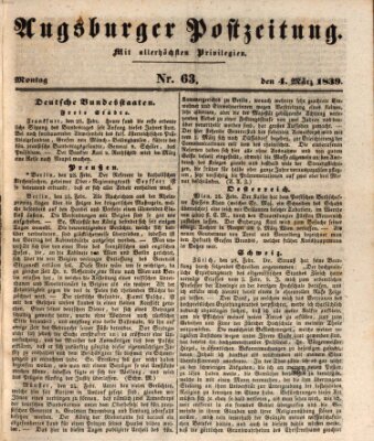 Augsburger Postzeitung Montag 4. März 1839