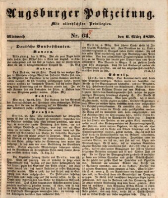 Augsburger Postzeitung Mittwoch 6. März 1839