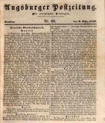 Augsburger Postzeitung Samstag 9. März 1839