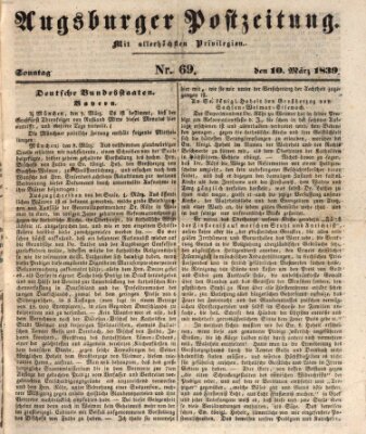 Augsburger Postzeitung Sonntag 10. März 1839