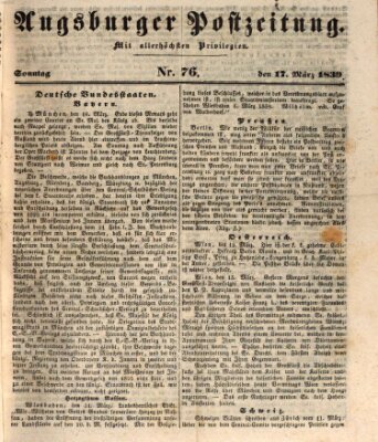 Augsburger Postzeitung Sonntag 17. März 1839