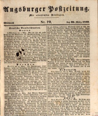 Augsburger Postzeitung Mittwoch 20. März 1839