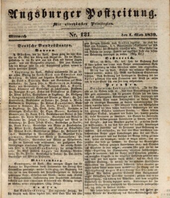 Augsburger Postzeitung Mittwoch 1. Mai 1839