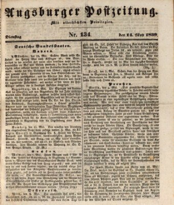 Augsburger Postzeitung Dienstag 14. Mai 1839