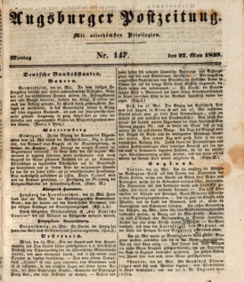 Augsburger Postzeitung Montag 27. Mai 1839