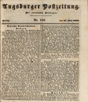 Augsburger Postzeitung Freitag 31. Mai 1839