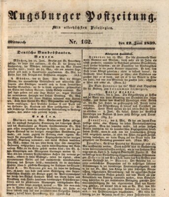 Augsburger Postzeitung Mittwoch 12. Juni 1839