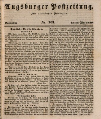 Augsburger Postzeitung Donnerstag 13. Juni 1839