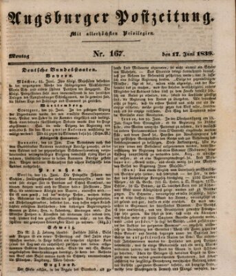 Augsburger Postzeitung Montag 17. Juni 1839