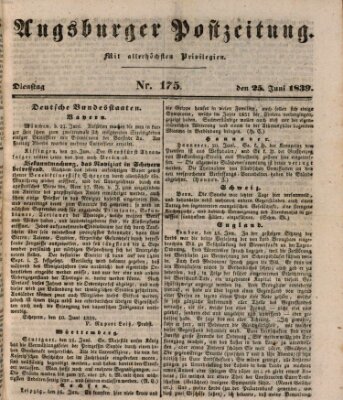 Augsburger Postzeitung Dienstag 25. Juni 1839