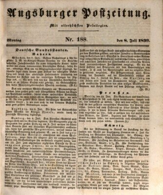 Augsburger Postzeitung Montag 8. Juli 1839