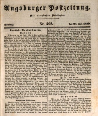 Augsburger Postzeitung Sonntag 28. Juli 1839