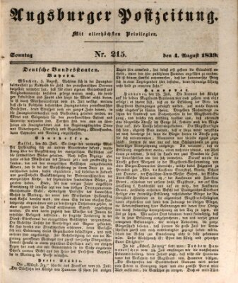 Augsburger Postzeitung Sonntag 4. August 1839