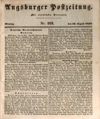 Augsburger Postzeitung Montag 12. August 1839