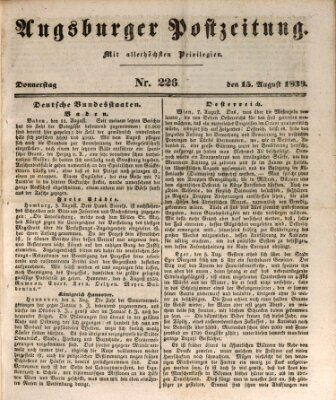 Augsburger Postzeitung Donnerstag 15. August 1839