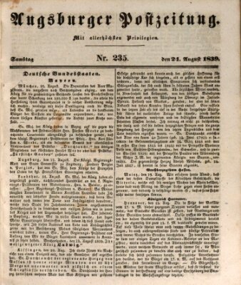 Augsburger Postzeitung Samstag 24. August 1839