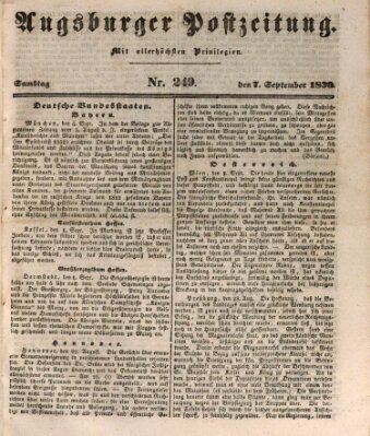 Augsburger Postzeitung Samstag 7. September 1839