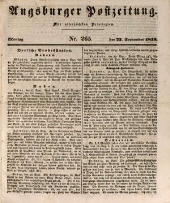 Augsburger Postzeitung Montag 23. September 1839