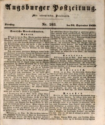 Augsburger Postzeitung Dienstag 24. September 1839