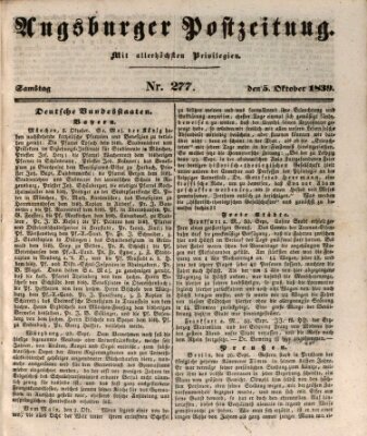 Augsburger Postzeitung Samstag 5. Oktober 1839