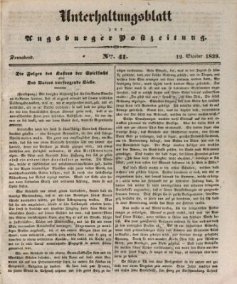 Augsburger Postzeitung Samstag 12. Oktober 1839