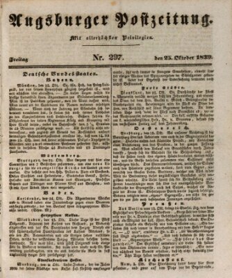 Augsburger Postzeitung Freitag 25. Oktober 1839