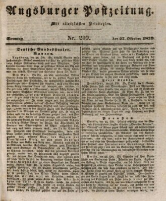 Augsburger Postzeitung Sonntag 27. Oktober 1839