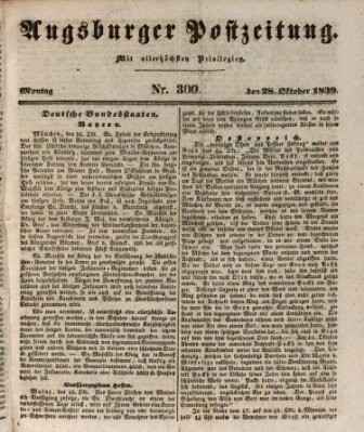 Augsburger Postzeitung Montag 28. Oktober 1839