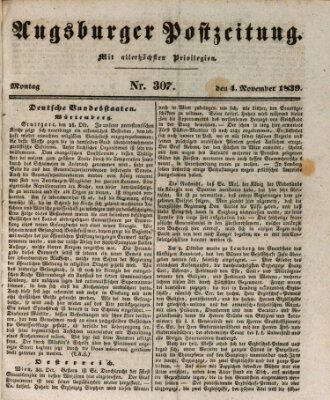 Augsburger Postzeitung Montag 4. November 1839