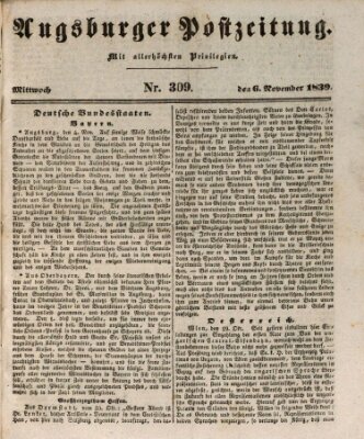 Augsburger Postzeitung Mittwoch 6. November 1839