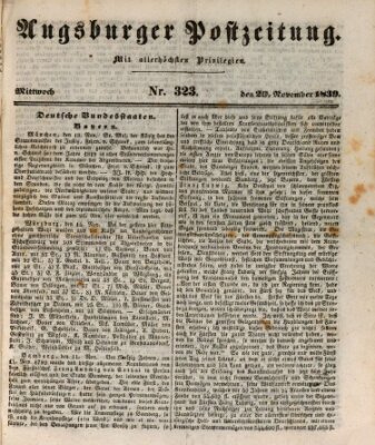 Augsburger Postzeitung Mittwoch 20. November 1839