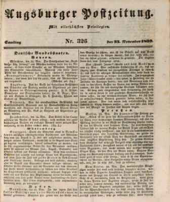 Augsburger Postzeitung Samstag 23. November 1839