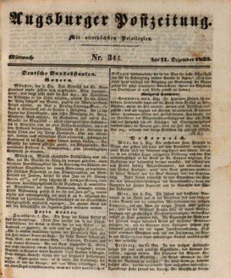 Augsburger Postzeitung Mittwoch 11. Dezember 1839