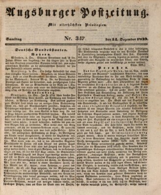 Augsburger Postzeitung Samstag 14. Dezember 1839