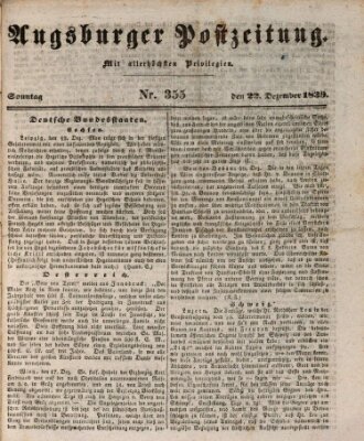 Augsburger Postzeitung Sonntag 22. Dezember 1839