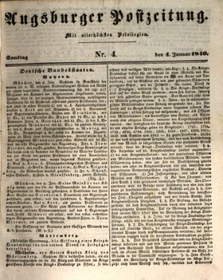 Augsburger Postzeitung Samstag 4. Januar 1840