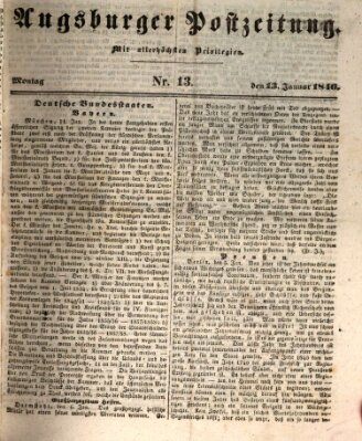 Augsburger Postzeitung Montag 13. Januar 1840