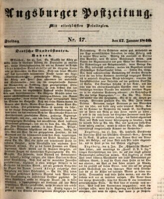 Augsburger Postzeitung Freitag 17. Januar 1840