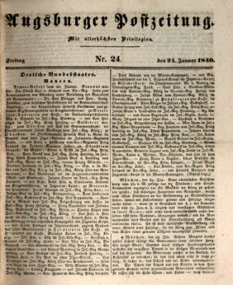 Augsburger Postzeitung Freitag 24. Januar 1840