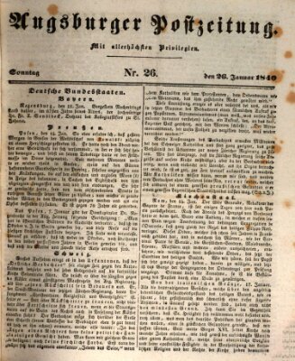 Augsburger Postzeitung Sonntag 26. Januar 1840