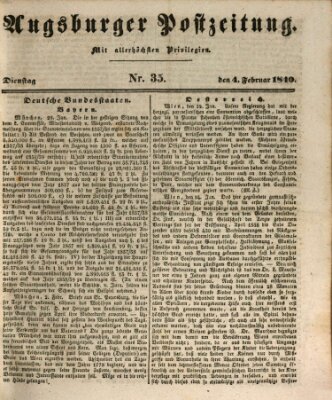 Augsburger Postzeitung Dienstag 4. Februar 1840