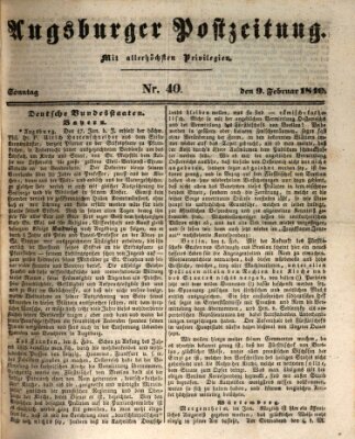 Augsburger Postzeitung Sonntag 9. Februar 1840