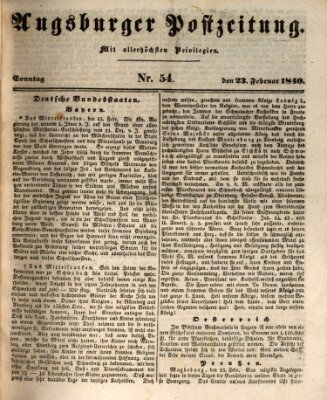 Augsburger Postzeitung Sonntag 23. Februar 1840