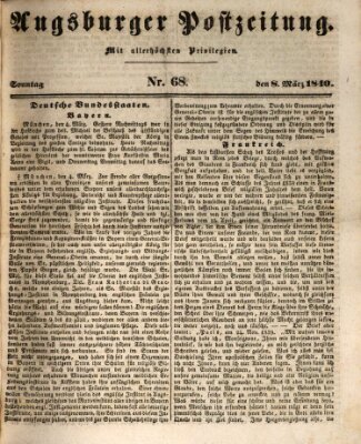 Augsburger Postzeitung Sonntag 8. März 1840