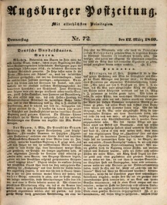 Augsburger Postzeitung Donnerstag 12. März 1840